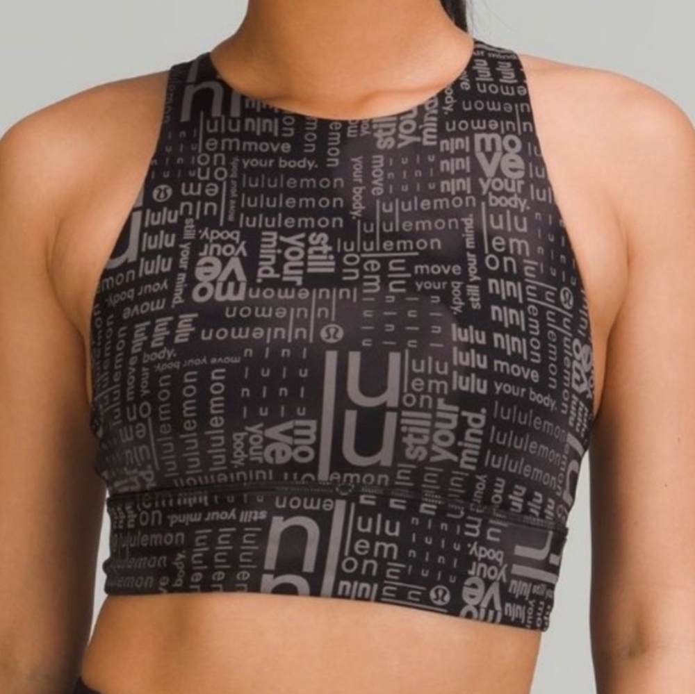 Lululemon Energy High-Neck Longline Bra in Lululemon Ombre Black Multi Size 4